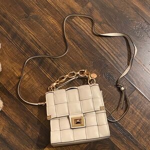 Aldo Cream Mini Bag with Gold Accents